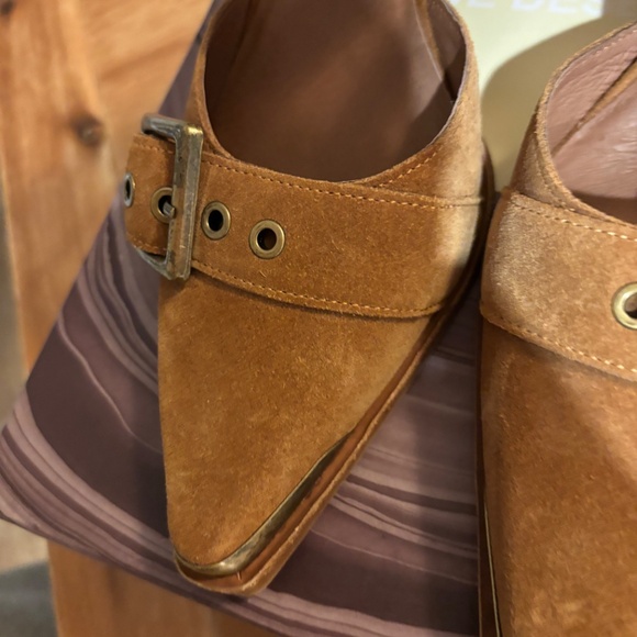 New Free People x Jeffrey Campbell Tan Suede Hendrix Strap Heels Size 10 - Picture 5 of 15